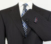 Striped Wool 3 Roll 2 Button Suit - Brown