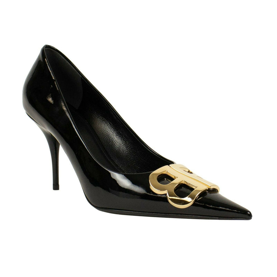 Patent Leather BB Pointed Toe Pumps - Black