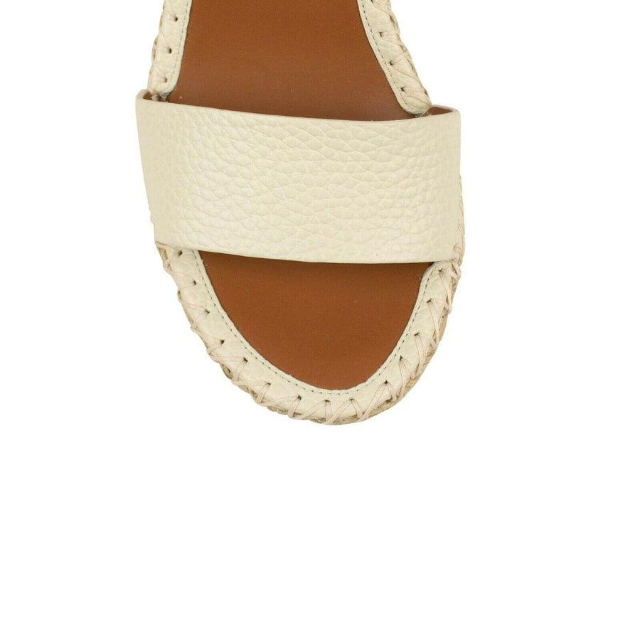 Leather 'Rockstud' 105mm Wedge Sandals Heels  - White