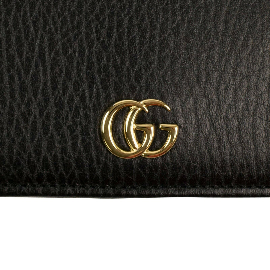 GG Marmont Leather Mini Chain Shoulder Bag - Black