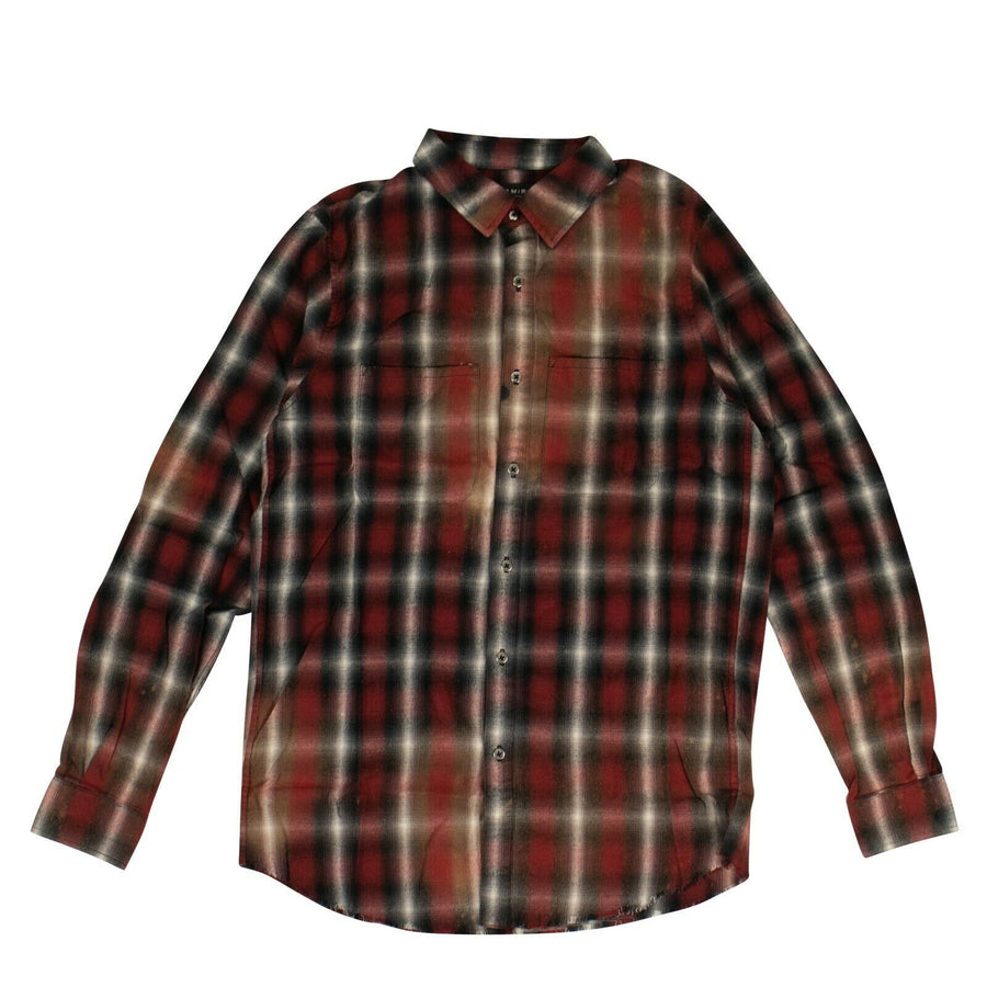 Spray Plaid Button Down Shirt - Red