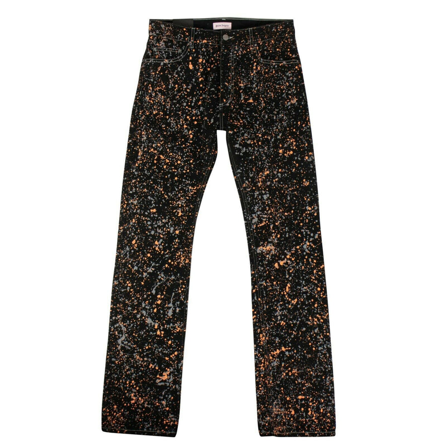 Cotton Paint Splattered Denim Jeans - Black