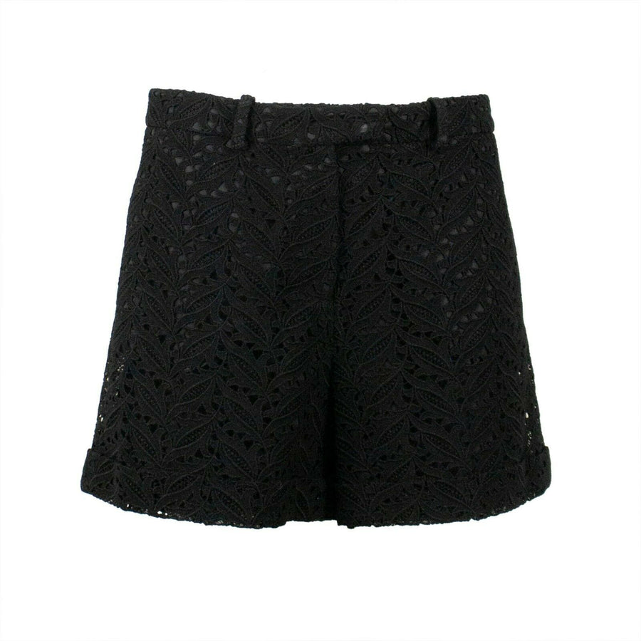 Floral Embroidered Lace Shorts - Black