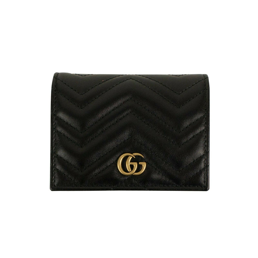 GG Marmont Leather Card Case Wallet - Black