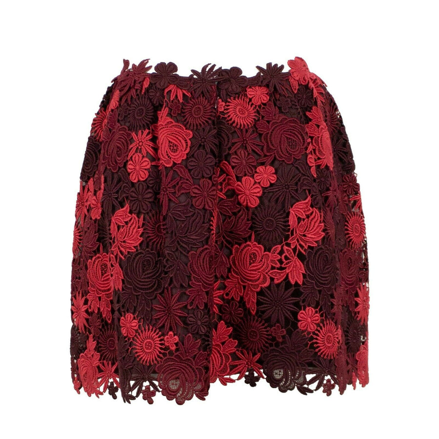 Floral Embroidered Skirt - Burgundy / Pink