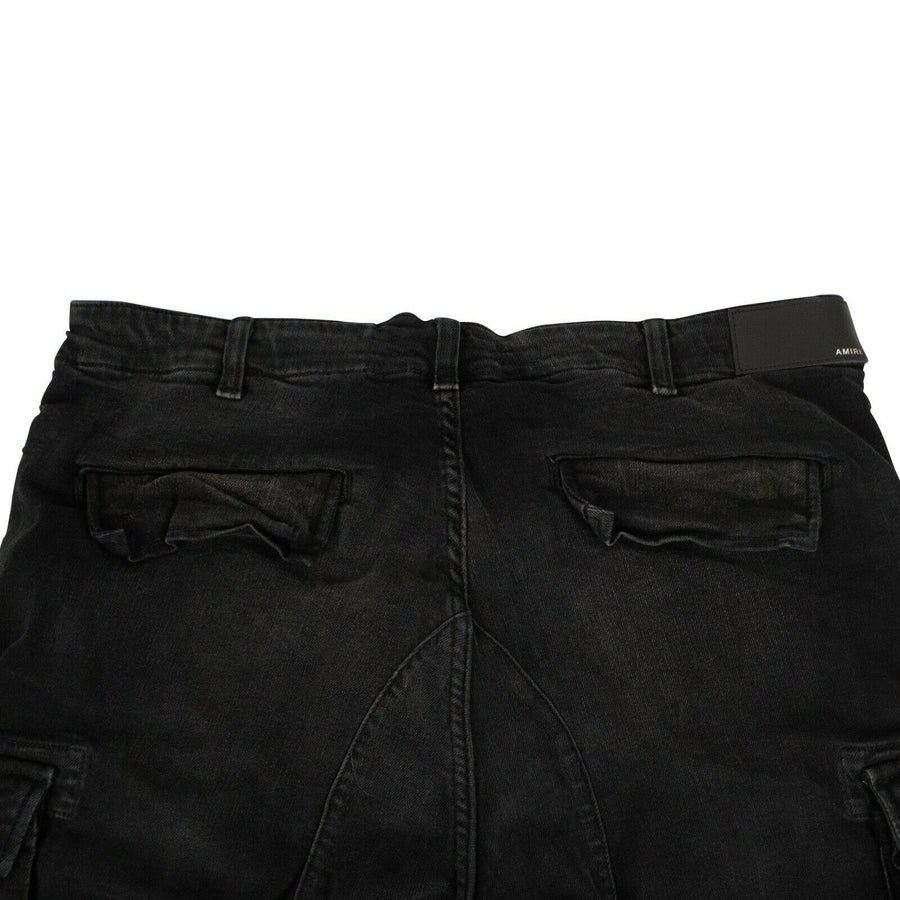 Washed Out Denim Pocket Cargo Pants - Black