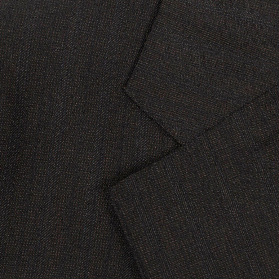 Striped Wool Two Button Suit - Brown