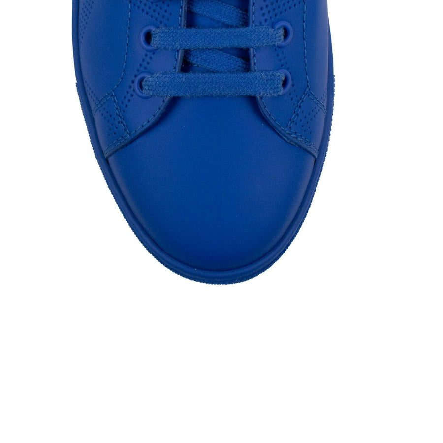 Perforated Check Leather Sneakers - Blue