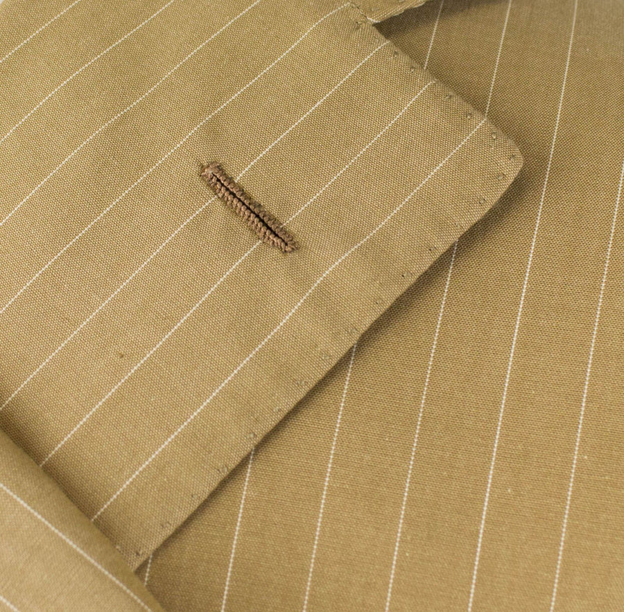 Drop 7 Cotton 3 Roll 2 Button Suit - Brown