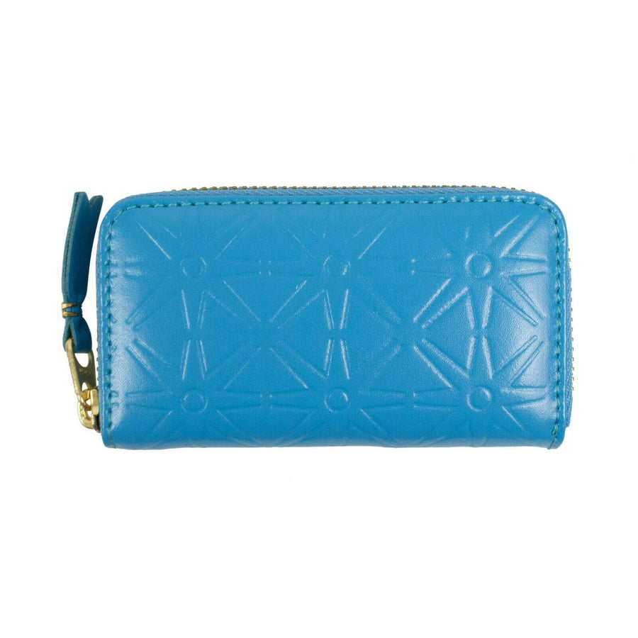 Leather Star Embossed Mini Wallet Coin Purse - Blue