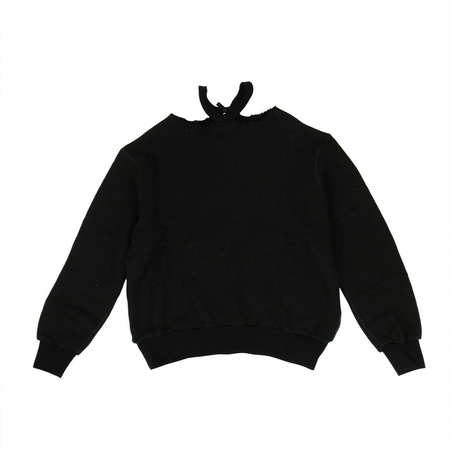 Cotton Cashmere Cut Out Sweater Top - Black