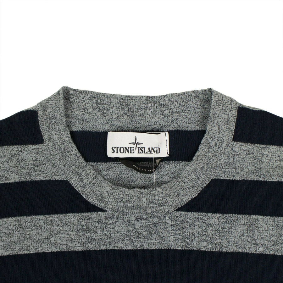 'Marina' Striped Crew Neck Sweater - Navy Blue