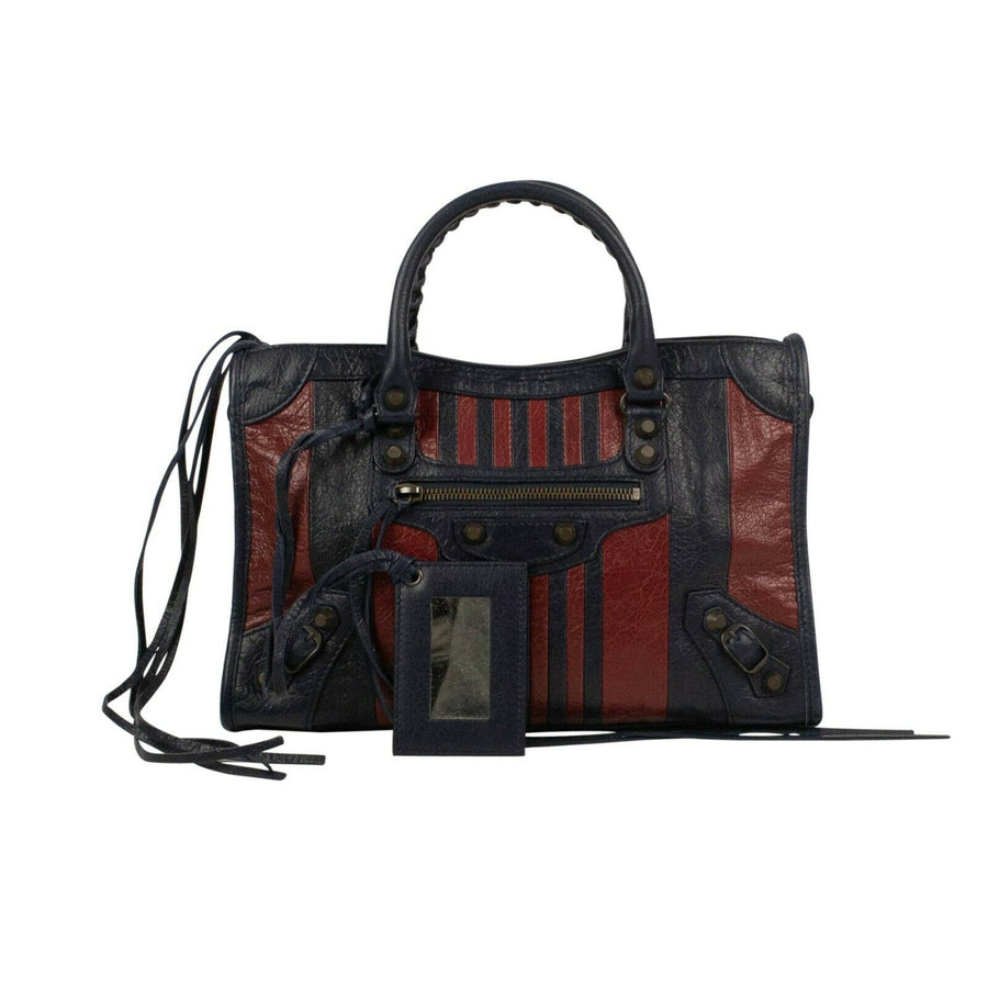 Striped Leather Classic City S Shoulder Bag - Navy And Red