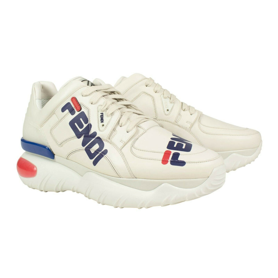 Men's Fendi Mania Leather Sneakers - White