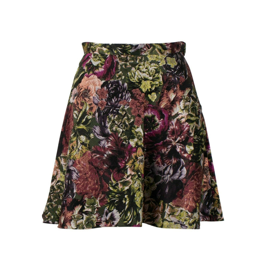 Floral Print Silk Blend Skater Skirt - Multi