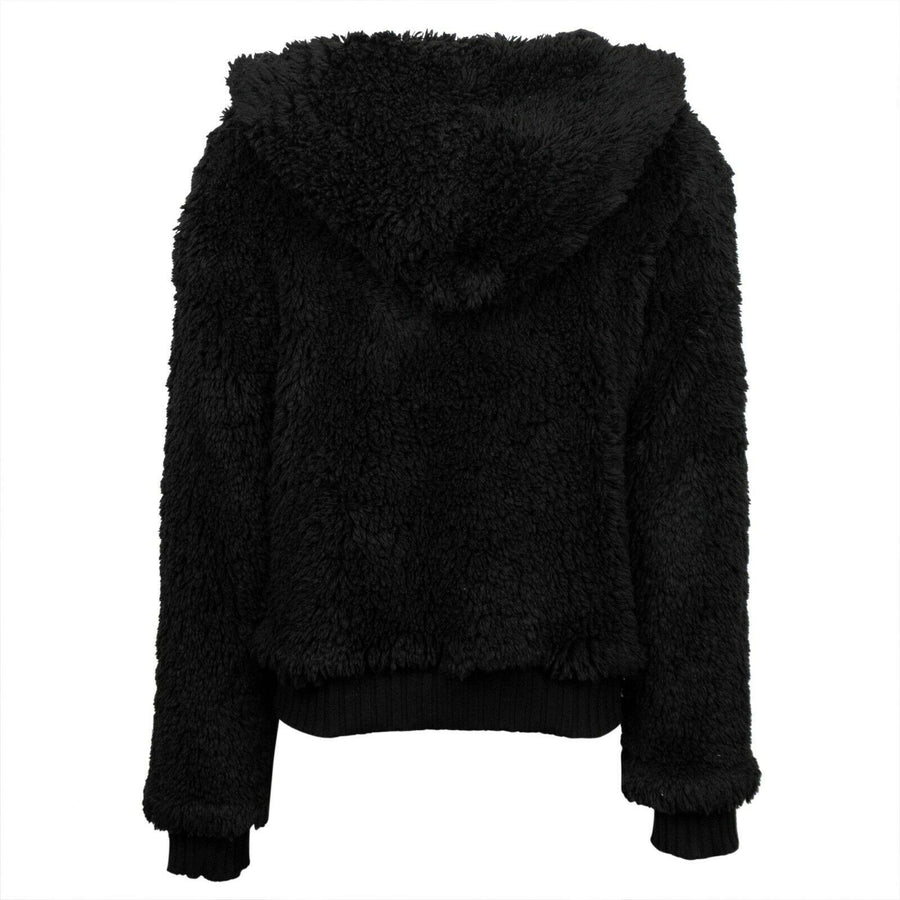 Sherpa Zip Hoodie Sweater Jacket - Black