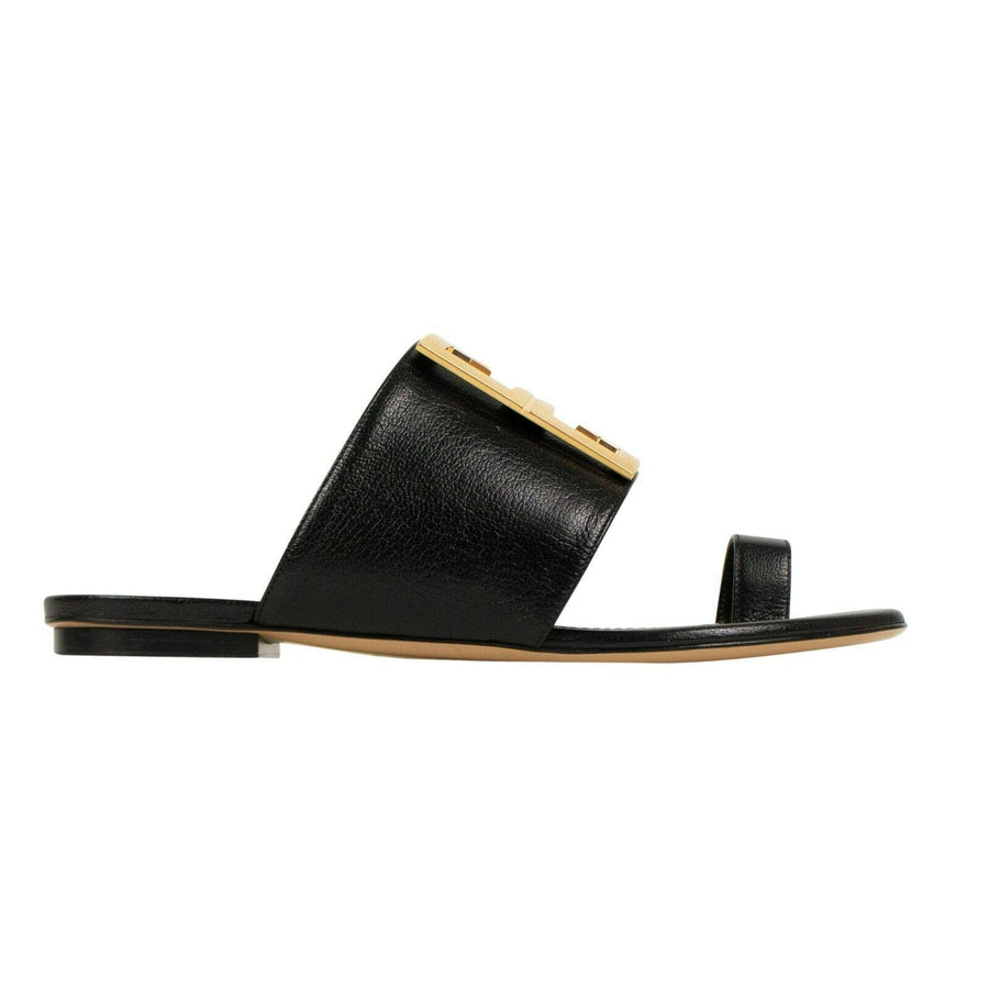 Leather 4G Buckle Toe Sandals - Black