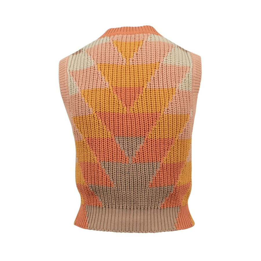 Geometric Knit Sweater Vest Top - Multi