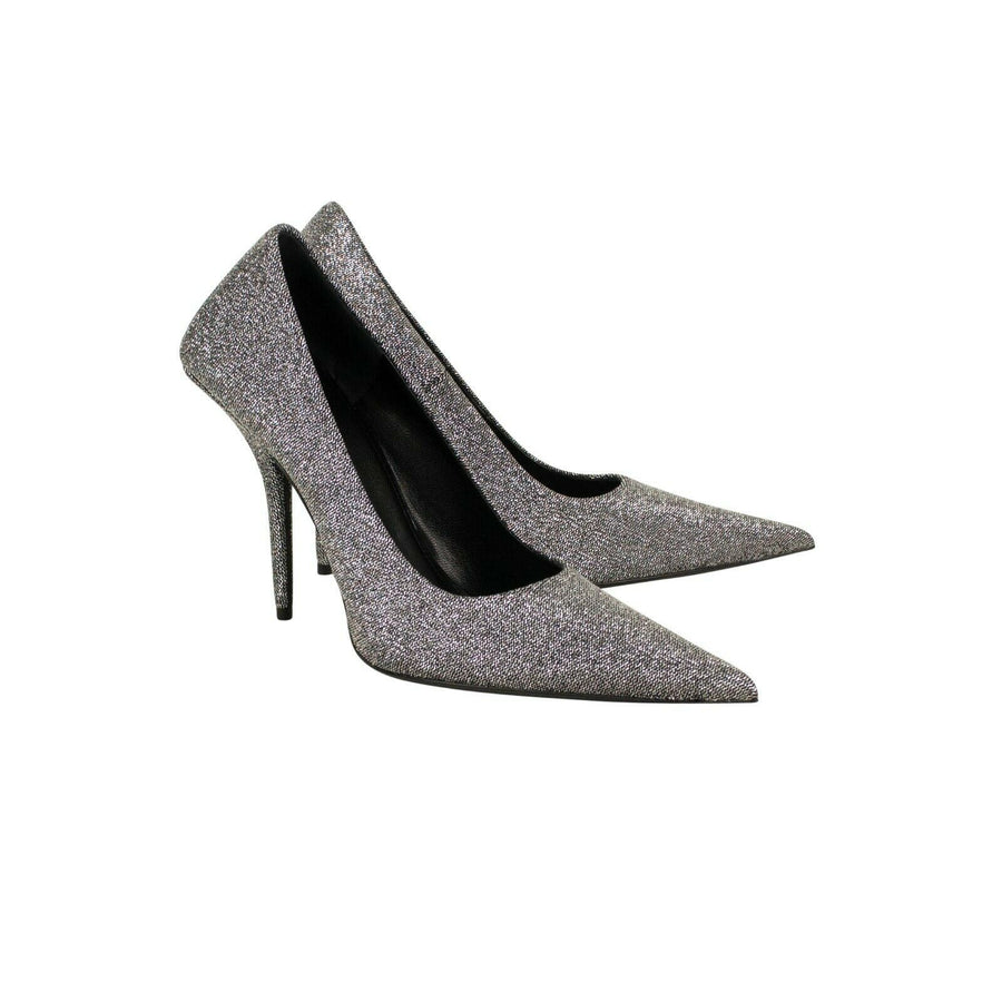 Shiny Lurex 'Square Knife' 110 Pumps - Silver