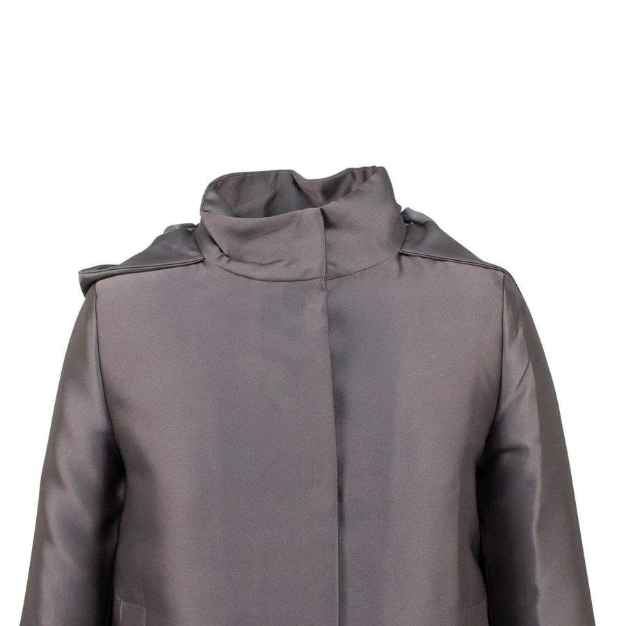 Short Hooded Down Filled Coat - Gray