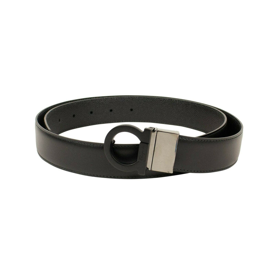 'Gancini' Matte Buckle Belt - Black