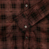 Genuine Leather Plaid Button Down Shirt - Burgundy / Black