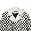 Checkered Denim Biker Jacket - Black / White