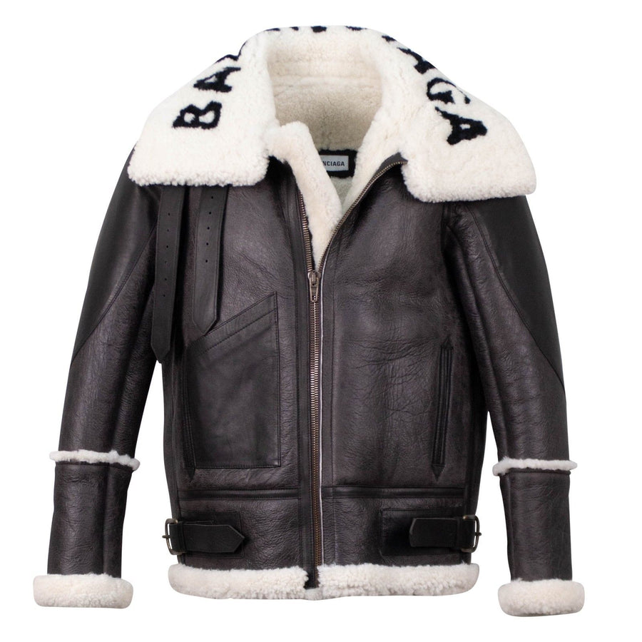 Women's Bombardier Shearling Leather Jacket - Dark Brown / Natural