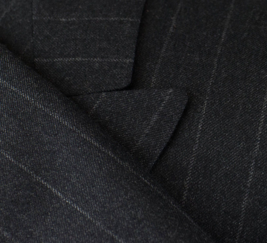 Striped Wool Double Breasted Suit - Gray