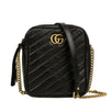 Quilted GG Marmont Tall Chevron Leather Cross Body Bag - Black