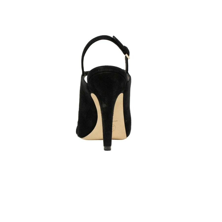 Suede Open Toe Pearl Sandals Pumps - Black