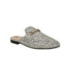 Glitter Leather 'Princetown' Mules - Silver