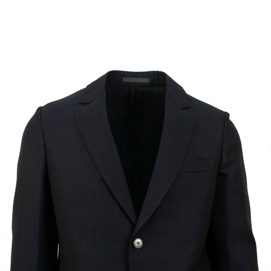 Wool Blend 2 Button Suit - Navy Blue