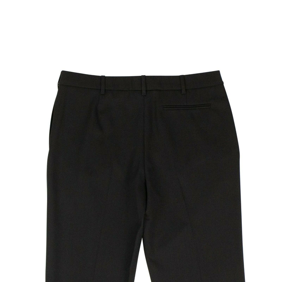 Wool Blend Pleated Front Pants - Black