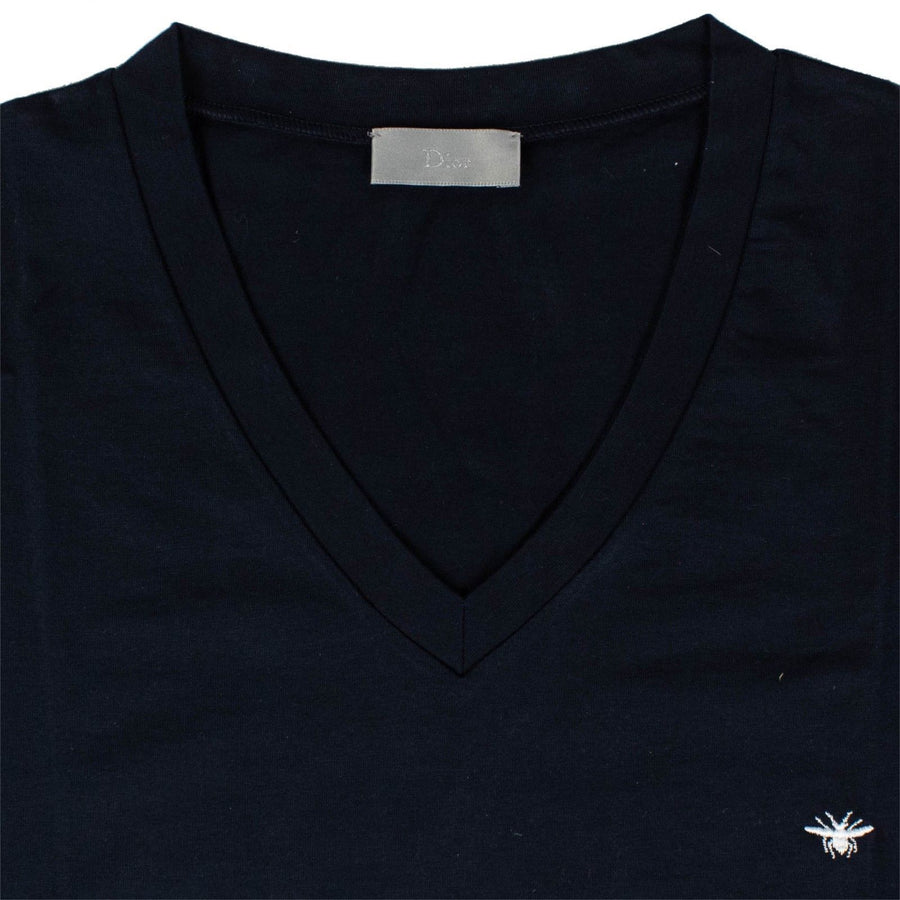 HOMME Bee V-Neck Cotton T-Shirt - Navy