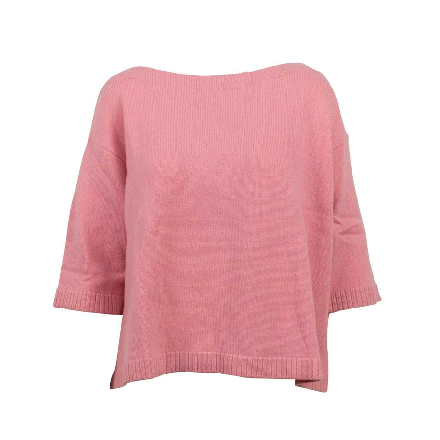 Loose Fit Cashmere Crop Sweater Top - Pink