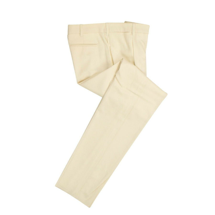 Pleated Front Wool Blend Pants - Cream