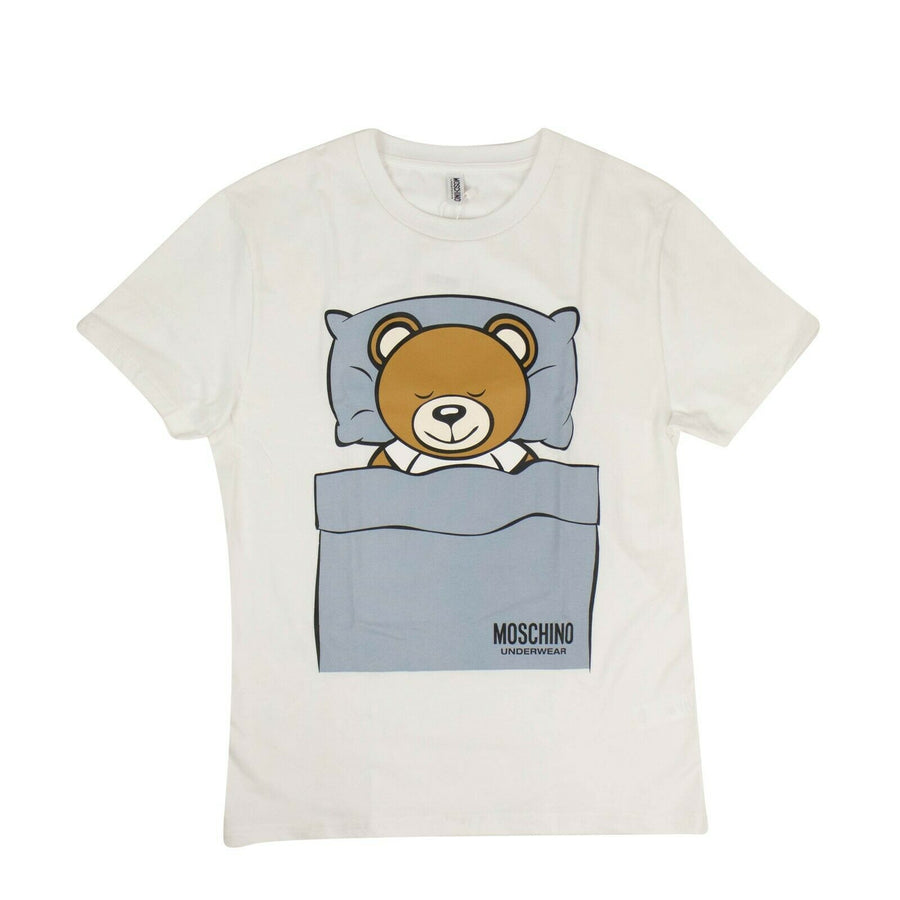 Sleeping Bear Graphic Print Short Sleeve T-Shirt - White