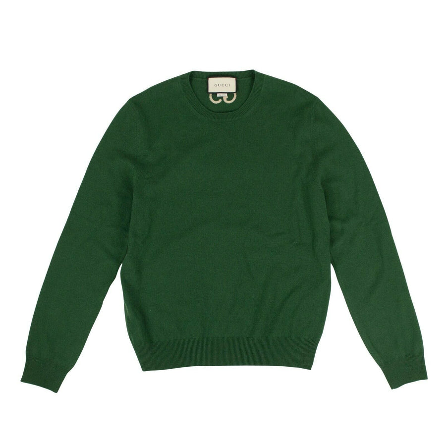 Cashmere Basic Crew Neck Sweater Top - Green