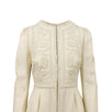 Wool Embroidered Trim Long Blazer Coat - Ivory