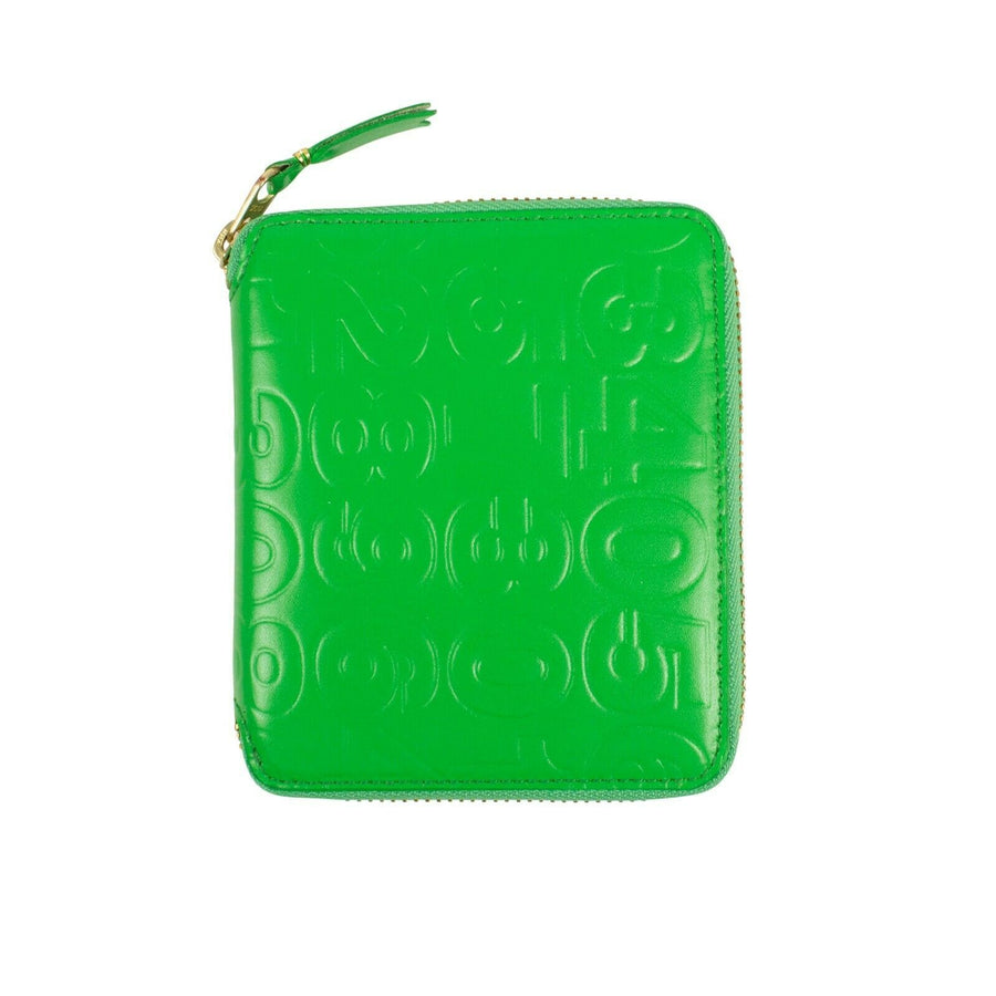 Leather Number Embossed Patchwork Square Wallet - Green