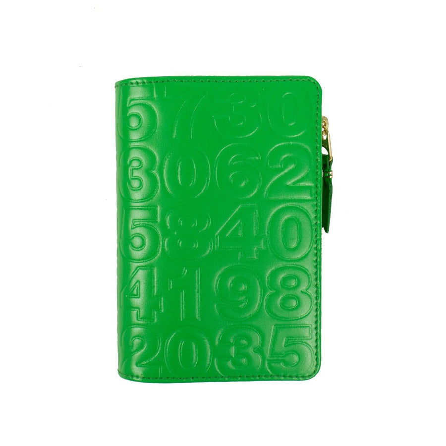 Leather Number Embossed Organizer Wallet - Green