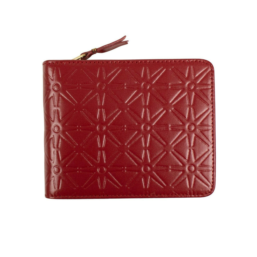 Leather Star Cardholder Zip Around Wallet - Red