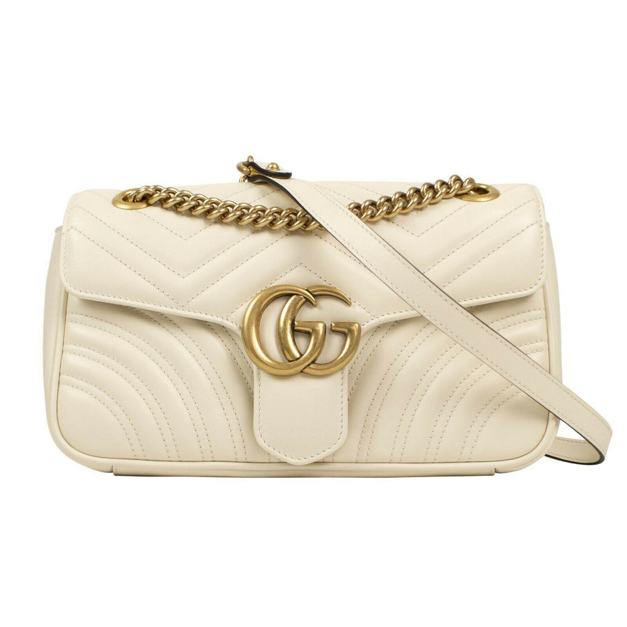 Quilted Leather GG Marmont Matelassé Small Shoulder Bag - Ivory