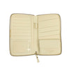 Leather Travel Organizer Zip Around Wallet - Cream