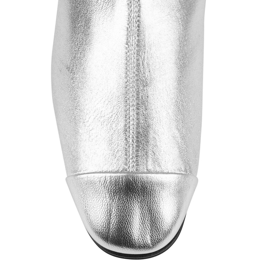 Laminated Lambskin Short Boots - Silver