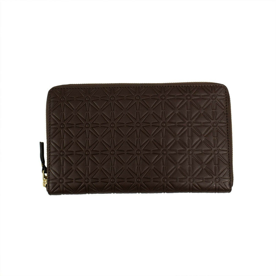 Leather Star Embossed Travel Organizer Wallet - Brown