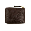 Leather Number Embossed Small Wallet - Brown