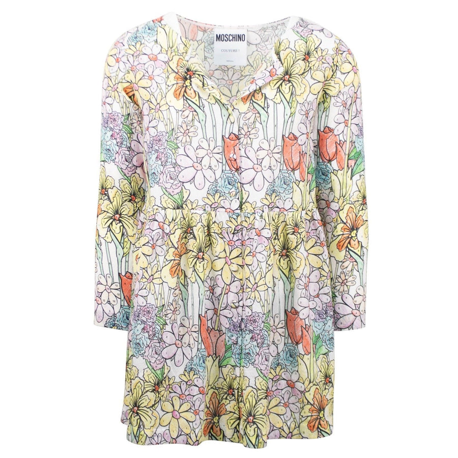 Floral Long Sleeve Button Front Dress - Multi