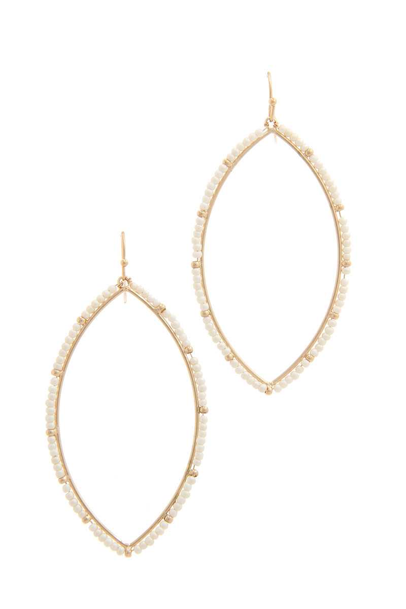 Two Tone Beaded Pointed Oval Drop Earring